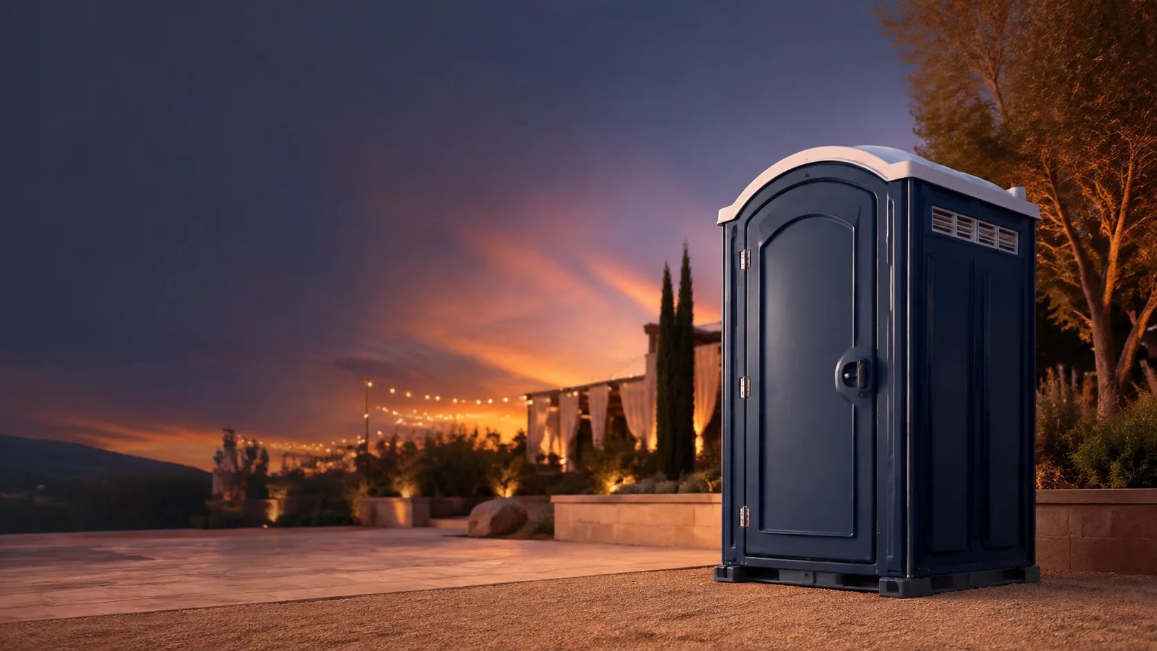 Portable restroom shown for rental planning in Mountain Brook, AL